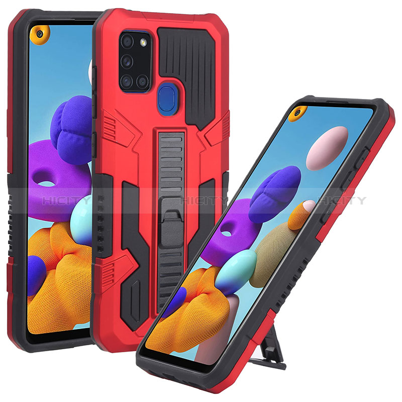 Custodia Silicone e Plastica Opaca Cover con Supporto ZJ1 per Samsung Galaxy A21s