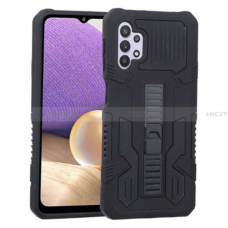 Custodia Silicone e Plastica Opaca Cover con Supporto ZJ1 per Samsung Galaxy A32 4G Nero