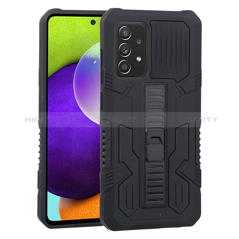 Custodia Silicone e Plastica Opaca Cover con Supporto ZJ1 per Samsung Galaxy A52s 5G Nero