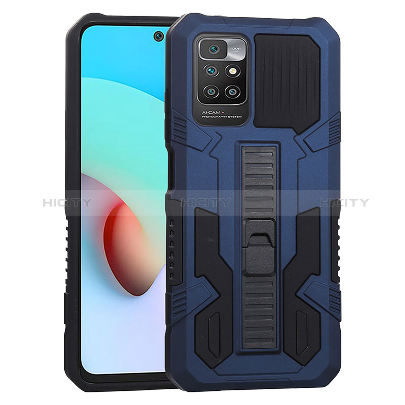 Custodia Silicone e Plastica Opaca Cover con Supporto ZJ1 per Xiaomi Redmi Note 11 4G (2021) Blu