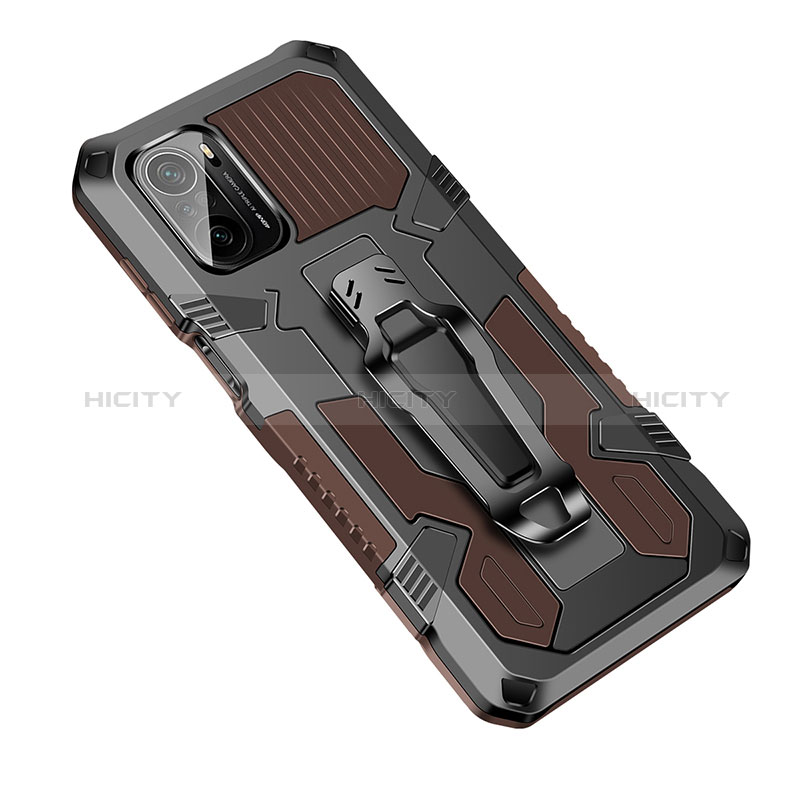 Custodia Silicone e Plastica Opaca Cover con Supporto ZJ2 per Xiaomi Redmi K40 Pro 5G Marrone