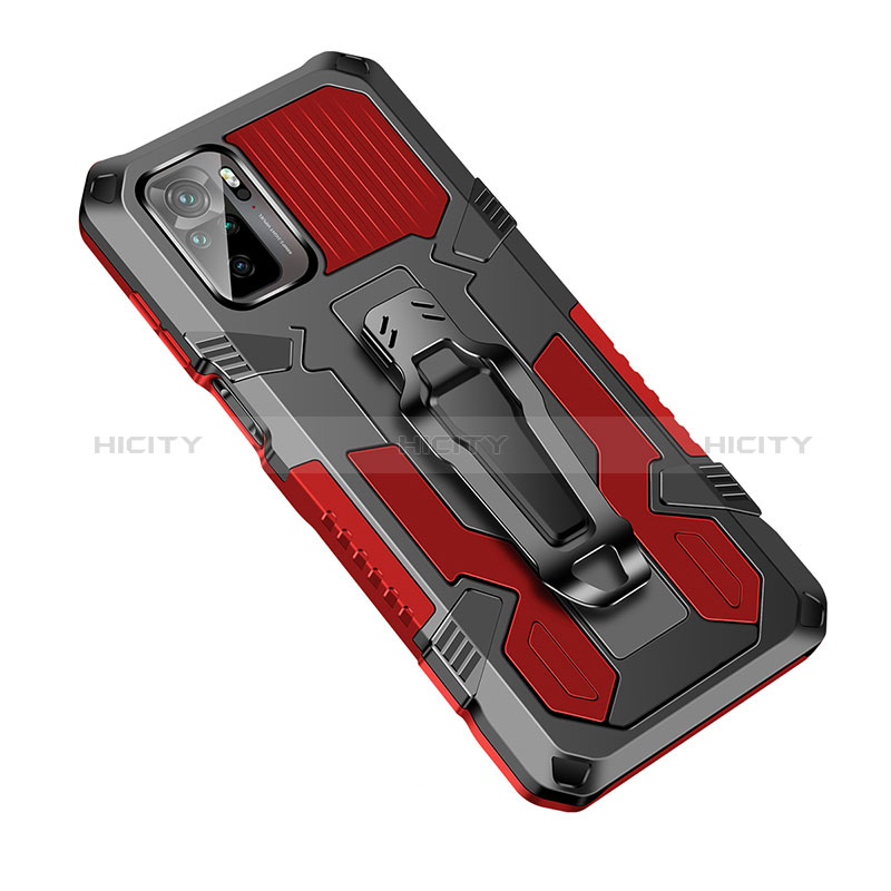 Custodia Silicone e Plastica Opaca Cover con Supporto ZJ2 per Xiaomi Redmi Note 10 4G Rosso