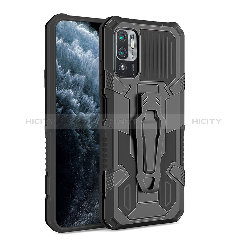 Custodia Silicone e Plastica Opaca Cover con Supporto ZJ2 per Xiaomi Redmi Note 10T 5G Nero