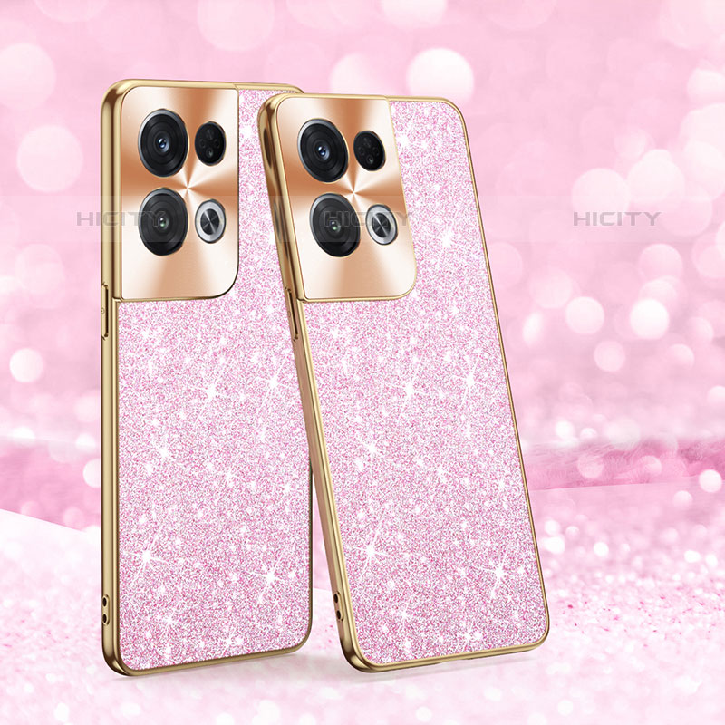 Custodia Silicone e Plastica Opaca Cover Fronte e Retro 360 Gradi Bling-Bling GS1 per Oppo Reno8 Pro 5G Rosa