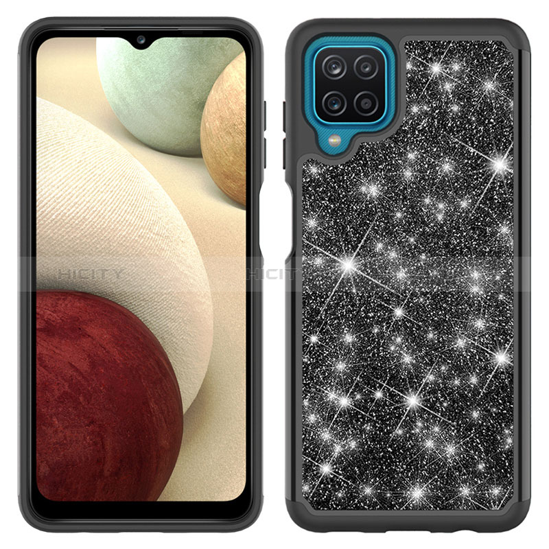 Custodia Silicone e Plastica Opaca Cover Fronte e Retro 360 Gradi Bling-Bling JX1 per Samsung Galaxy A12