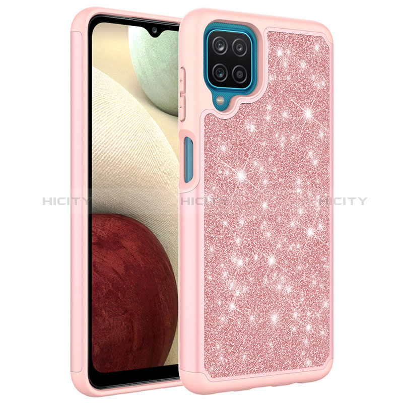 Custodia Silicone e Plastica Opaca Cover Fronte e Retro 360 Gradi Bling-Bling JX1 per Samsung Galaxy A12