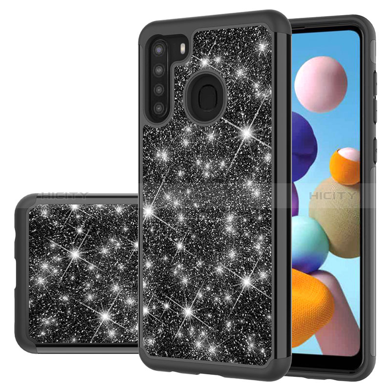 Custodia Silicone e Plastica Opaca Cover Fronte e Retro 360 Gradi Bling-Bling JX1 per Samsung Galaxy A21