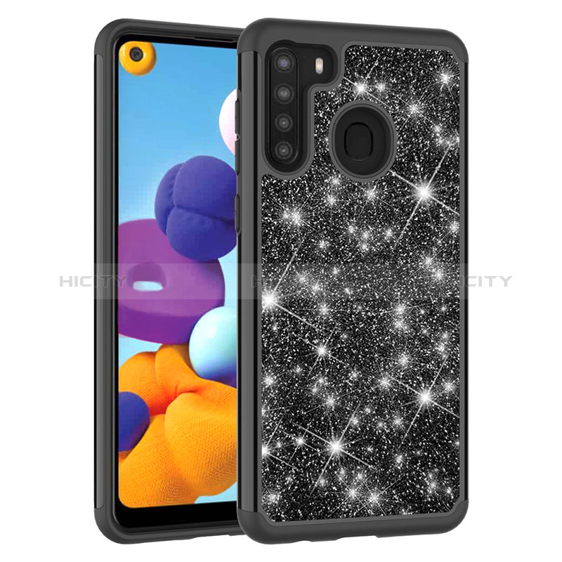 Custodia Silicone e Plastica Opaca Cover Fronte e Retro 360 Gradi Bling-Bling JX1 per Samsung Galaxy A21