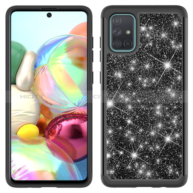 Custodia Silicone e Plastica Opaca Cover Fronte e Retro 360 Gradi Bling-Bling JX1 per Samsung Galaxy A71 5G