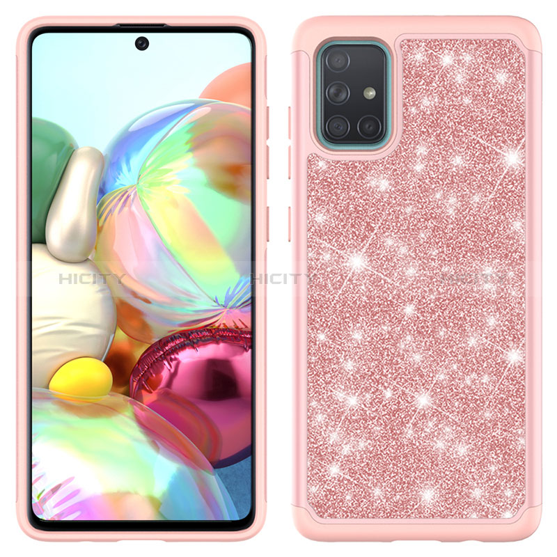 Custodia Silicone e Plastica Opaca Cover Fronte e Retro 360 Gradi Bling-Bling JX1 per Samsung Galaxy A71 5G