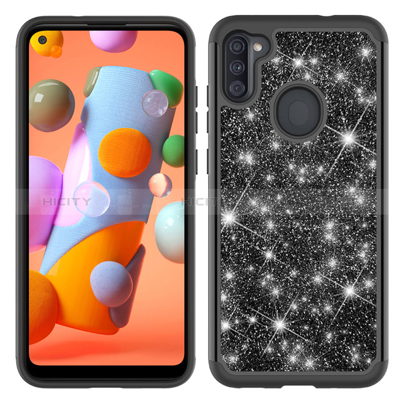 Custodia Silicone e Plastica Opaca Cover Fronte e Retro 360 Gradi Bling-Bling JX1 per Samsung Galaxy M11