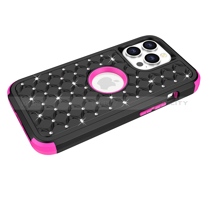 Custodia Silicone e Plastica Opaca Cover Fronte e Retro 360 Gradi Bling-Bling per Apple iPhone 13 Pro