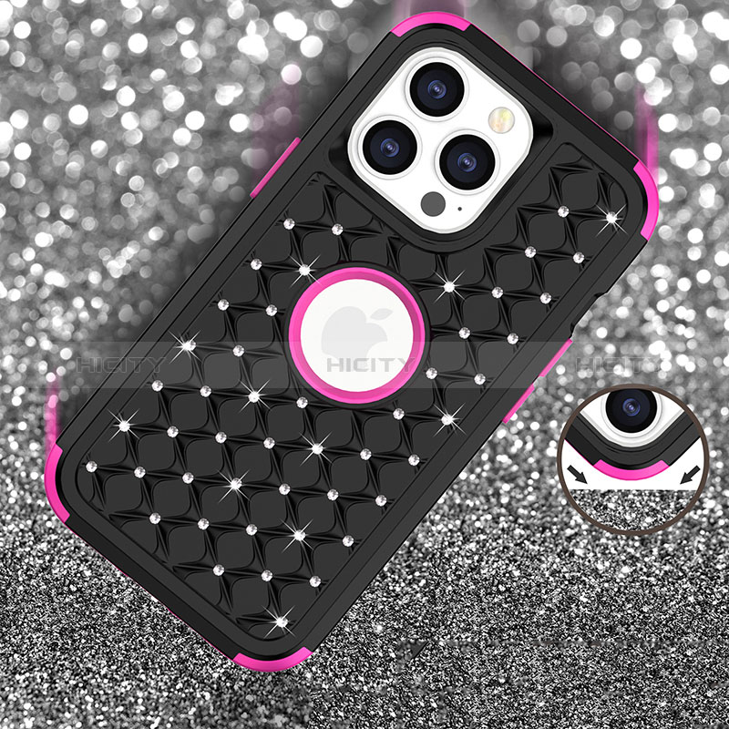 Custodia Silicone e Plastica Opaca Cover Fronte e Retro 360 Gradi Bling-Bling per Apple iPhone 13 Pro Max