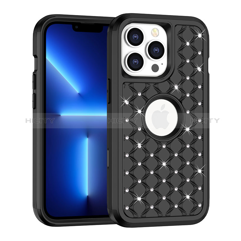 Custodia Silicone e Plastica Opaca Cover Fronte e Retro 360 Gradi Bling-Bling per Apple iPhone 13 Pro Max