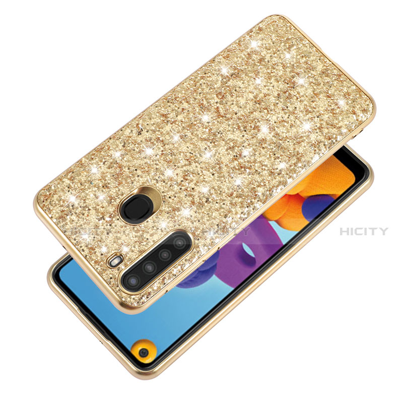 Custodia Silicone e Plastica Opaca Cover Fronte e Retro 360 Gradi Bling-Bling per Samsung Galaxy A21