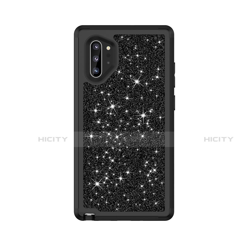 Custodia Silicone e Plastica Opaca Cover Fronte e Retro 360 Gradi Bling-Bling per Samsung Galaxy Note 10 Plus