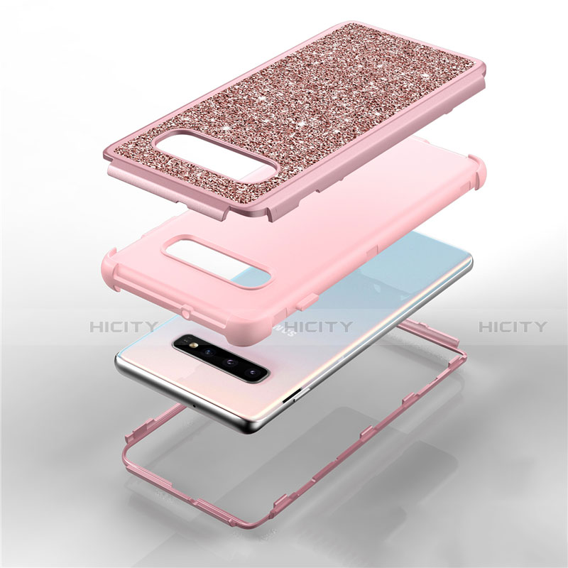 Custodia Silicone e Plastica Opaca Cover Fronte e Retro 360 Gradi Bling-Bling per Samsung Galaxy S10 5G