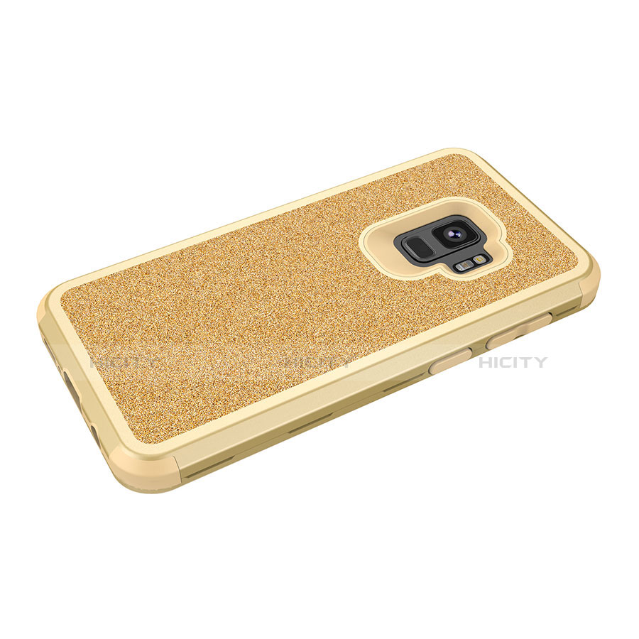 Custodia Silicone e Plastica Opaca Cover Fronte e Retro 360 Gradi Bling-Bling per Samsung Galaxy S9