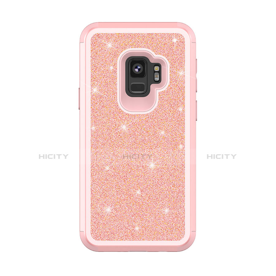 Custodia Silicone e Plastica Opaca Cover Fronte e Retro 360 Gradi Bling-Bling per Samsung Galaxy S9