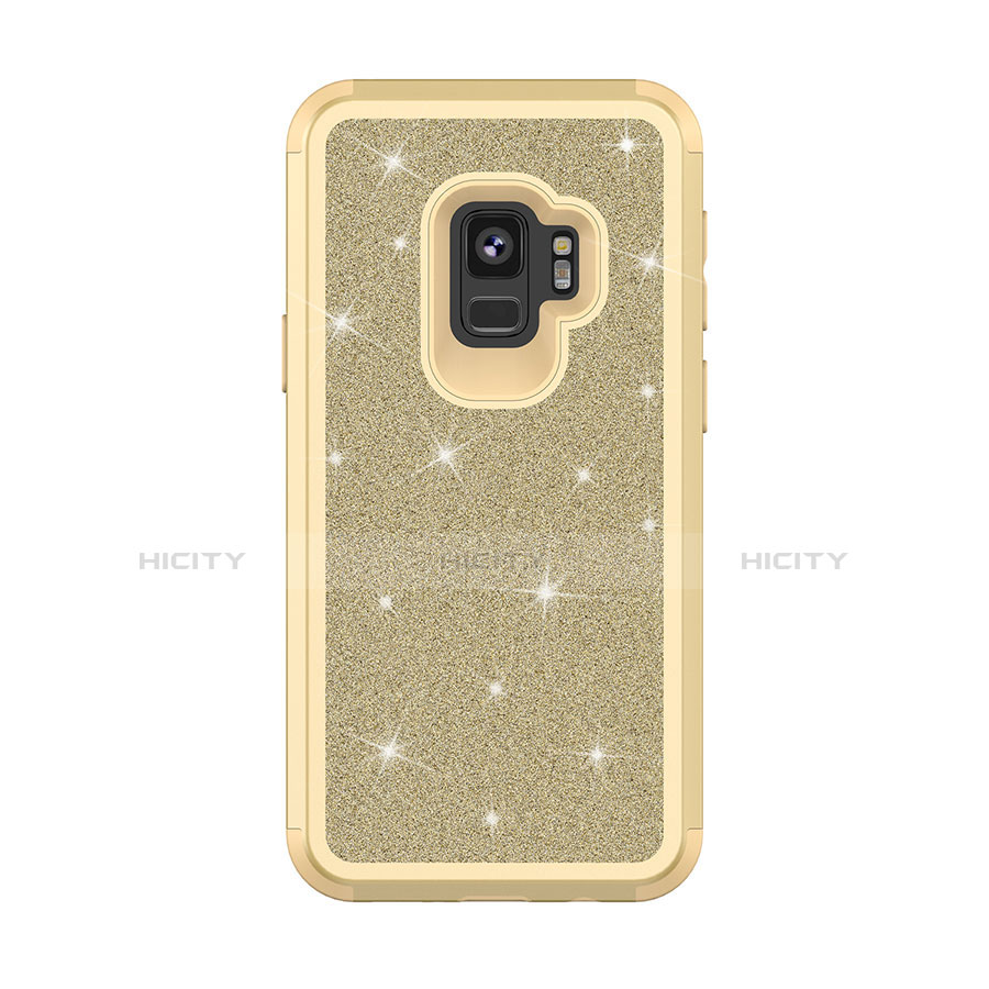 Custodia Silicone e Plastica Opaca Cover Fronte e Retro 360 Gradi Bling-Bling per Samsung Galaxy S9 Multicolore