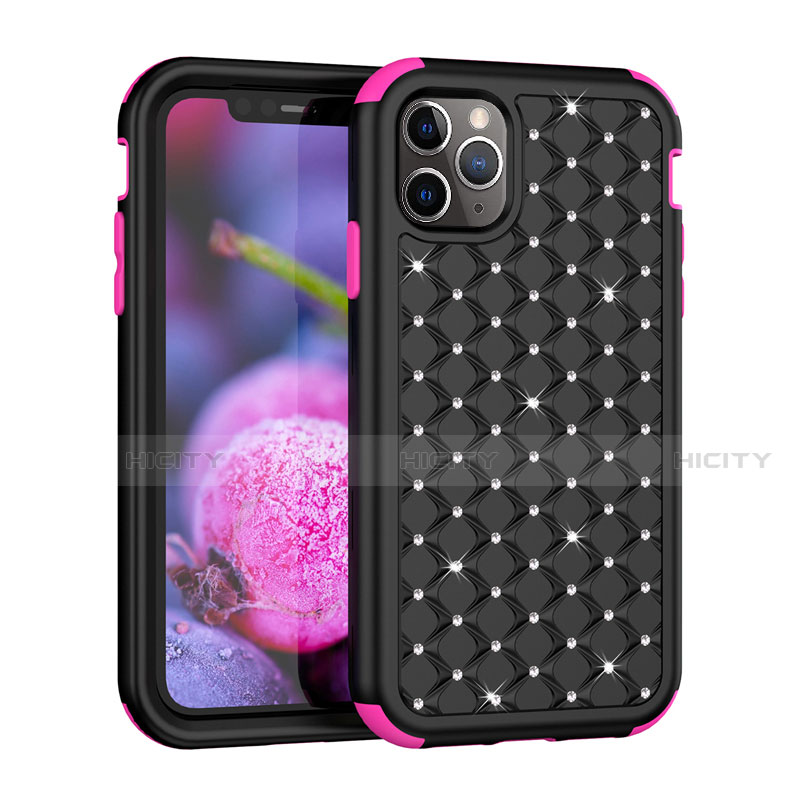 Custodia Silicone e Plastica Opaca Cover Fronte e Retro 360 Gradi Bling-Bling U01 per Apple iPhone 11 Pro