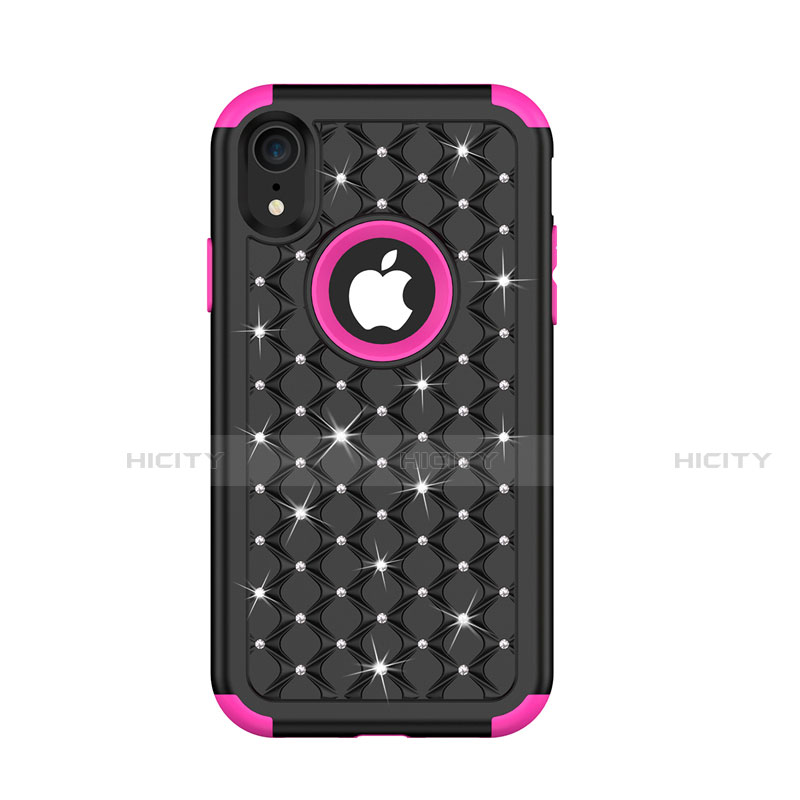 Custodia Silicone e Plastica Opaca Cover Fronte e Retro 360 Gradi Bling-Bling U01 per Apple iPhone XR