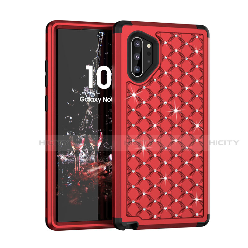 Custodia Silicone e Plastica Opaca Cover Fronte e Retro 360 Gradi Bling-Bling U01 per Samsung Galaxy Note 10 Plus