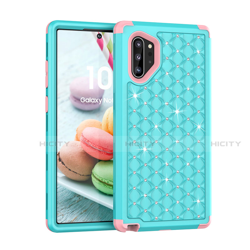 Custodia Silicone e Plastica Opaca Cover Fronte e Retro 360 Gradi Bling-Bling U01 per Samsung Galaxy Note 10 Plus