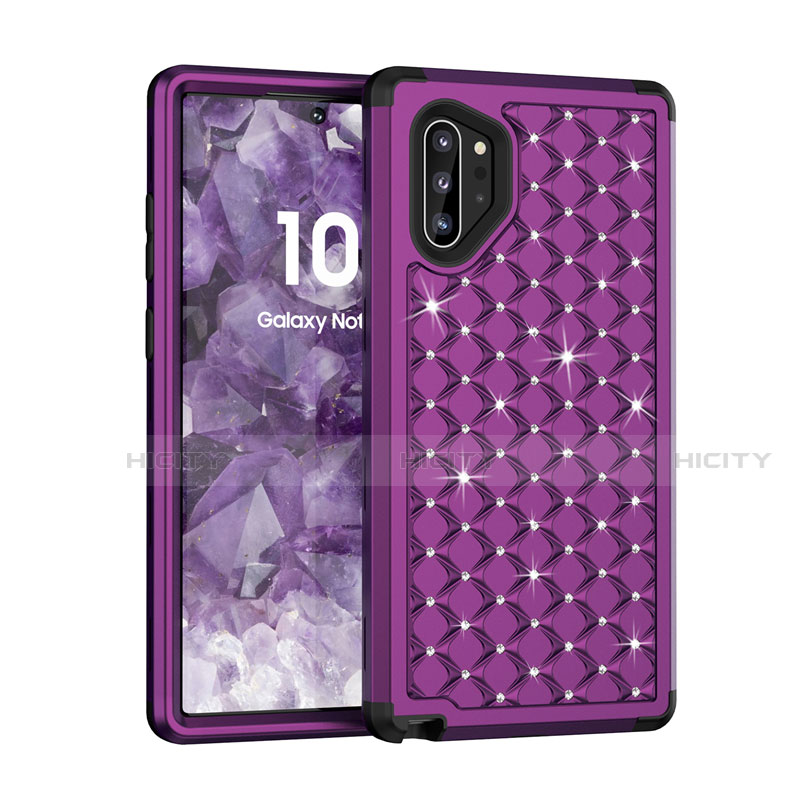 Custodia Silicone e Plastica Opaca Cover Fronte e Retro 360 Gradi Bling-Bling U01 per Samsung Galaxy Note 10 Plus 5G