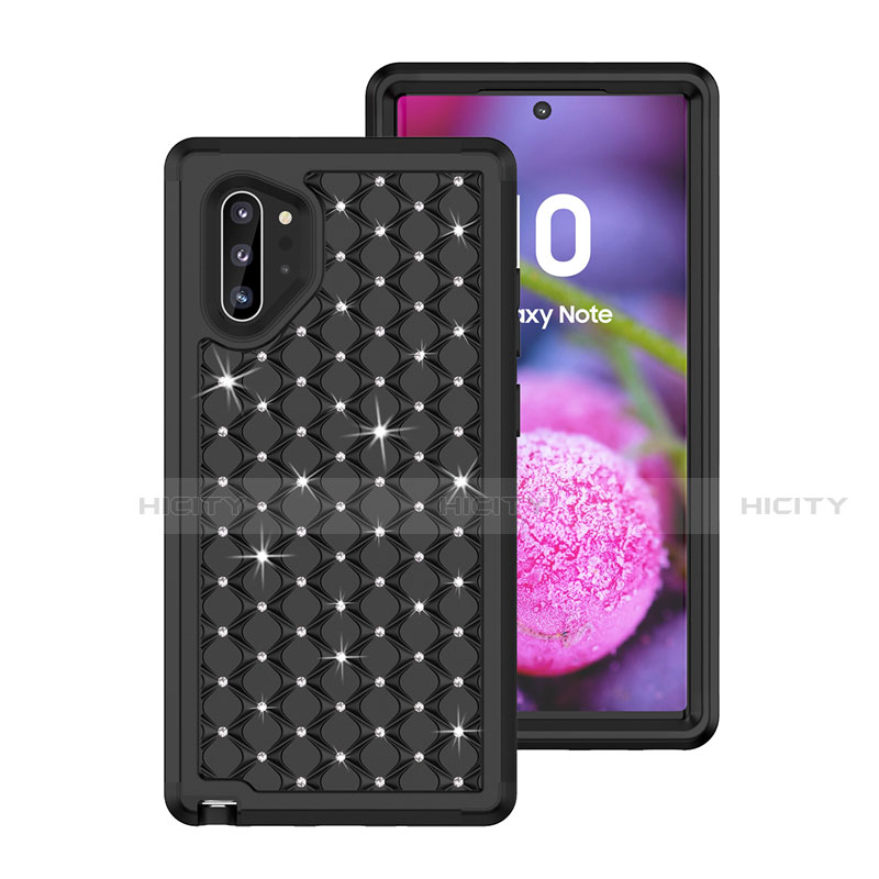 Custodia Silicone e Plastica Opaca Cover Fronte e Retro 360 Gradi Bling-Bling U01 per Samsung Galaxy Note 10 Plus 5G