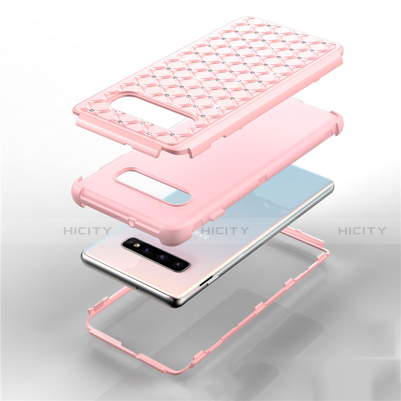 Custodia Silicone e Plastica Opaca Cover Fronte e Retro 360 Gradi Bling-Bling U01 per Samsung Galaxy S10 5G