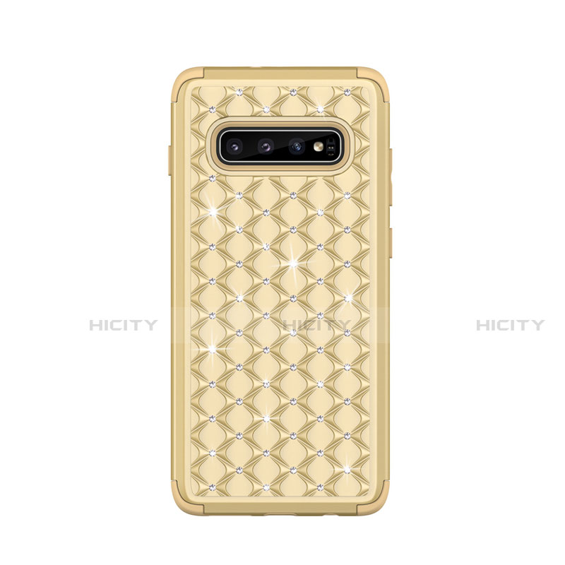 Custodia Silicone e Plastica Opaca Cover Fronte e Retro 360 Gradi Bling-Bling U01 per Samsung Galaxy S10 5G