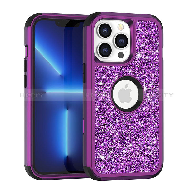 Custodia Silicone e Plastica Opaca Cover Fronte e Retro 360 Gradi Bling-Bling YJ1 per Apple iPhone 13 Pro