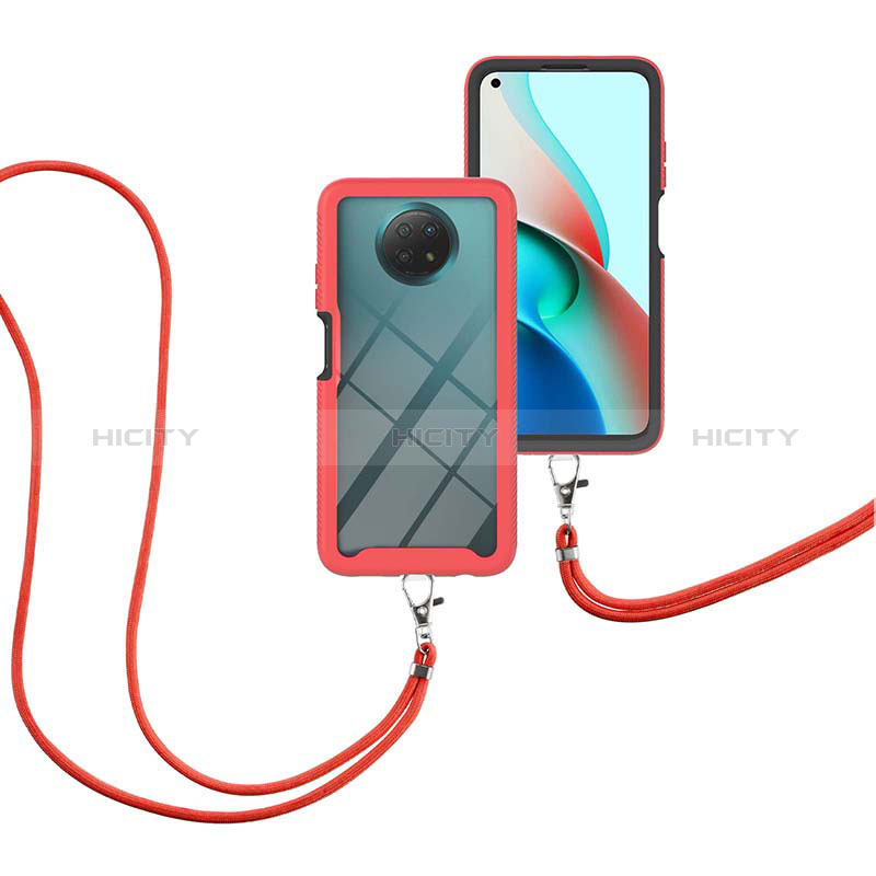 Custodia Silicone e Plastica Opaca Cover Fronte e Retro 360 Gradi con Cinghia Cordino Mano per Xiaomi Redmi Note 9 5G