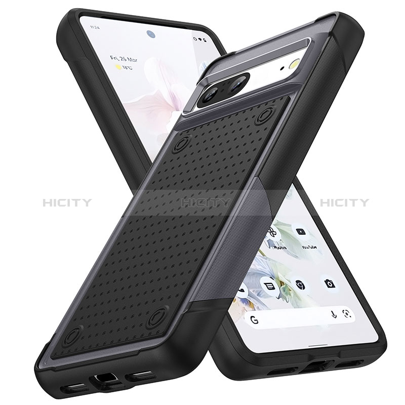 Custodia Silicone e Plastica Opaca Cover Fronte e Retro 360 Gradi MQ1 per Google Pixel 7 5G Grigio Scuro