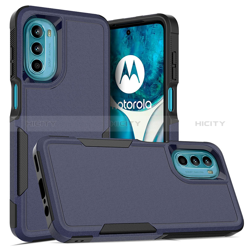 Custodia Silicone e Plastica Opaca Cover Fronte e Retro 360 Gradi MQ1 per Motorola Moto G82 5G Blu