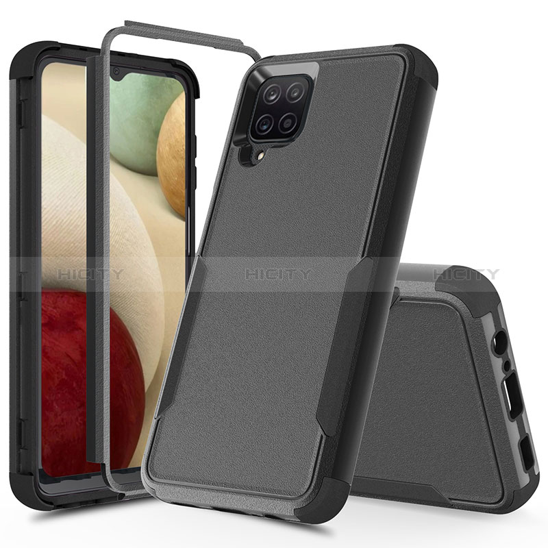 Custodia Silicone e Plastica Opaca Cover Fronte e Retro 360 Gradi MQ1 per Samsung Galaxy A12 5G Nero