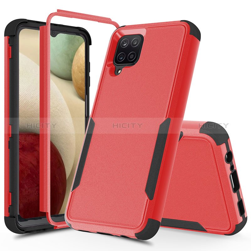 Custodia Silicone e Plastica Opaca Cover Fronte e Retro 360 Gradi MQ1 per Samsung Galaxy A12 5G Rosso