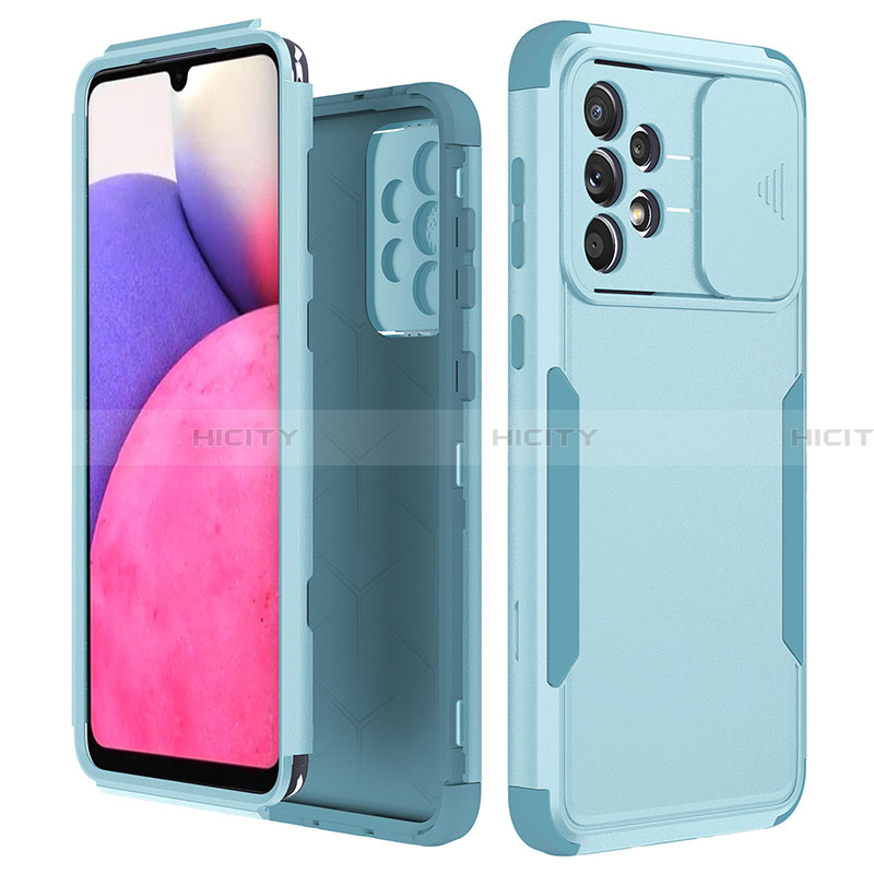 Custodia Silicone e Plastica Opaca Cover Fronte e Retro 360 Gradi MQ1 per Samsung Galaxy A33 5G Azzurro