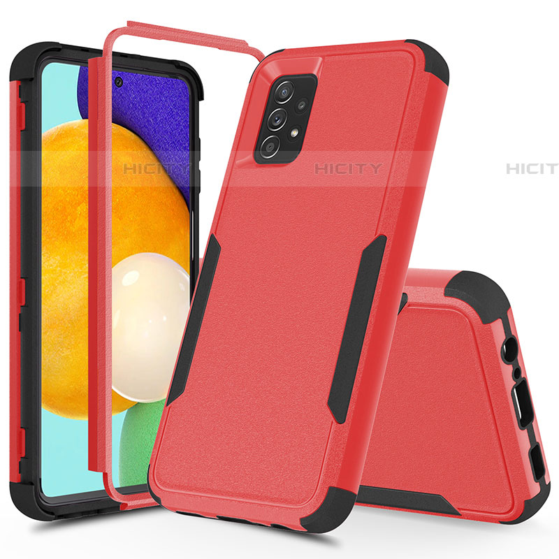 Custodia Silicone e Plastica Opaca Cover Fronte e Retro 360 Gradi MQ1 per Samsung Galaxy A52 4G Rosso