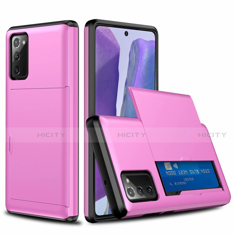 Custodia Silicone e Plastica Opaca Cover Fronte e Retro 360 Gradi N01 per Samsung Galaxy Note 20 5G Rosa