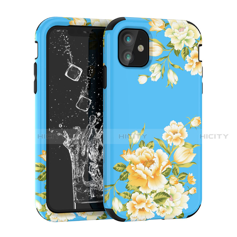 Custodia Silicone e Plastica Opaca Cover Fronte e Retro 360 Gradi per Apple iPhone 11 Blu