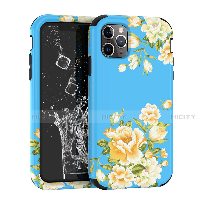 Custodia Silicone e Plastica Opaca Cover Fronte e Retro 360 Gradi per Apple iPhone 11 Pro Max Blu