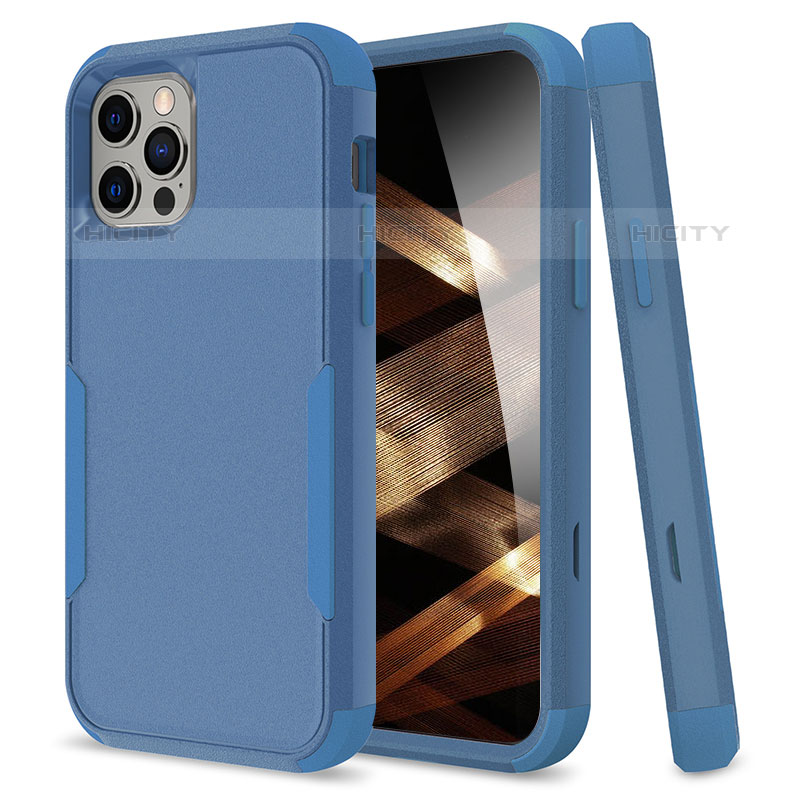 Custodia Silicone e Plastica Opaca Cover Fronte e Retro 360 Gradi per Apple iPhone 15 Pro Max Blu