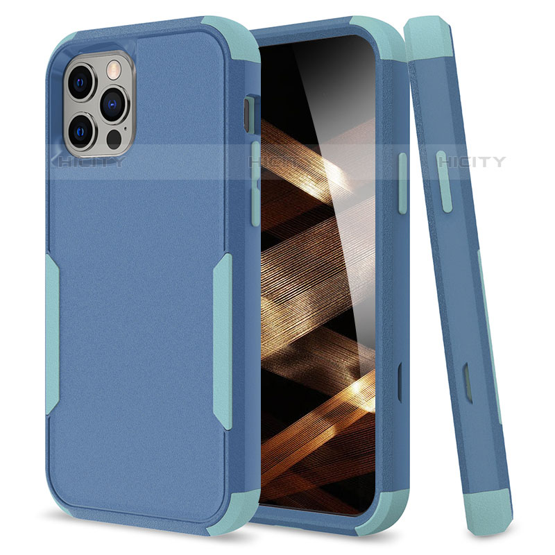 Custodia Silicone e Plastica Opaca Cover Fronte e Retro 360 Gradi per Apple iPhone 15 Pro Max Cielo Blu