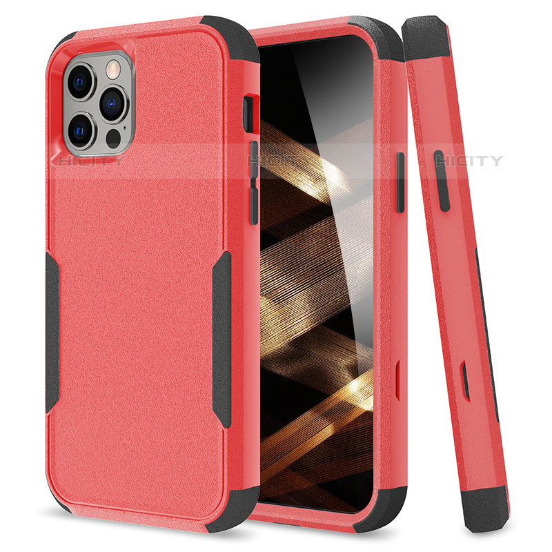 Custodia Silicone e Plastica Opaca Cover Fronte e Retro 360 Gradi per Apple iPhone 16 Pro Max Rosso