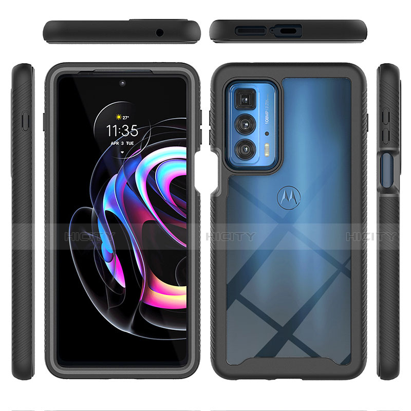 Custodia Silicone e Plastica Opaca Cover Fronte e Retro 360 Gradi per Motorola Moto Edge 20 Pro 5G