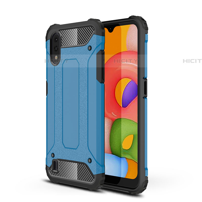 Custodia Silicone e Plastica Opaca Cover Fronte e Retro 360 Gradi per Samsung Galaxy A01 SM-A015 Blu