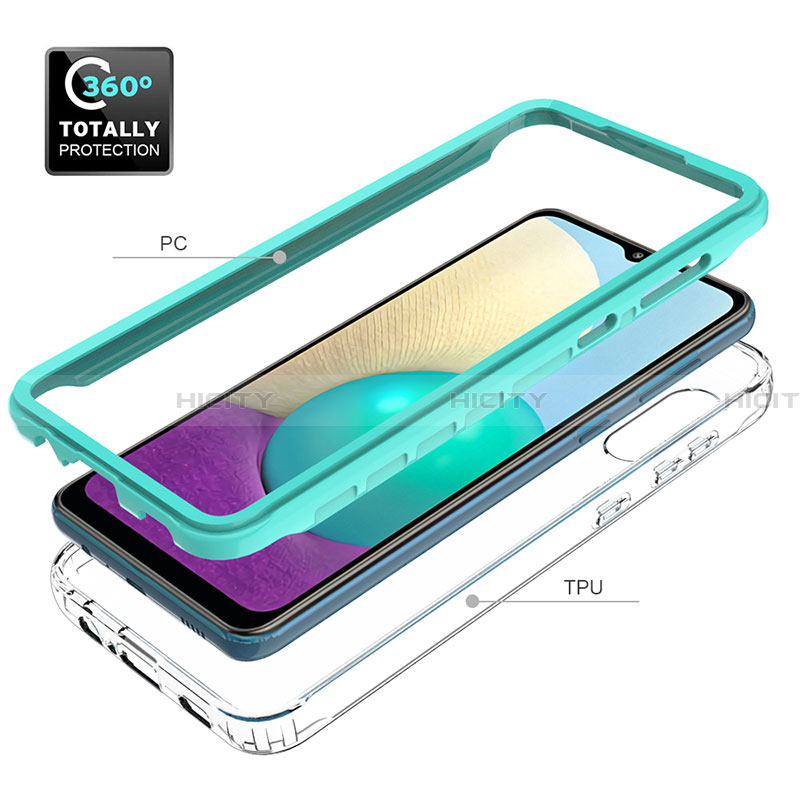 Custodia Silicone e Plastica Opaca Cover Fronte e Retro 360 Gradi per Samsung Galaxy A02