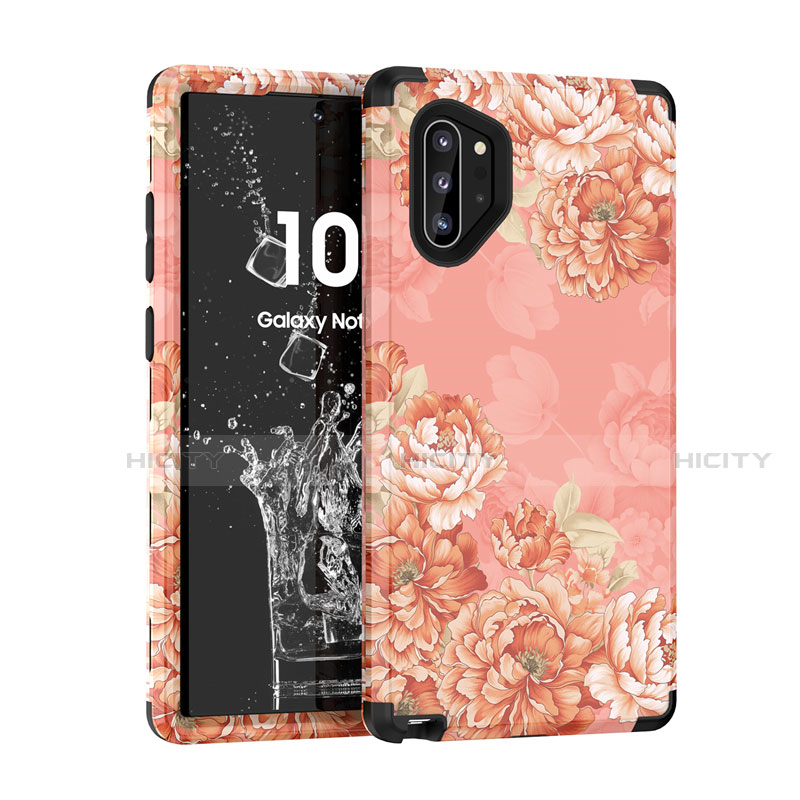 Custodia Silicone e Plastica Opaca Cover Fronte e Retro 360 Gradi per Samsung Galaxy Note 10 Plus 5G Oro Rosa